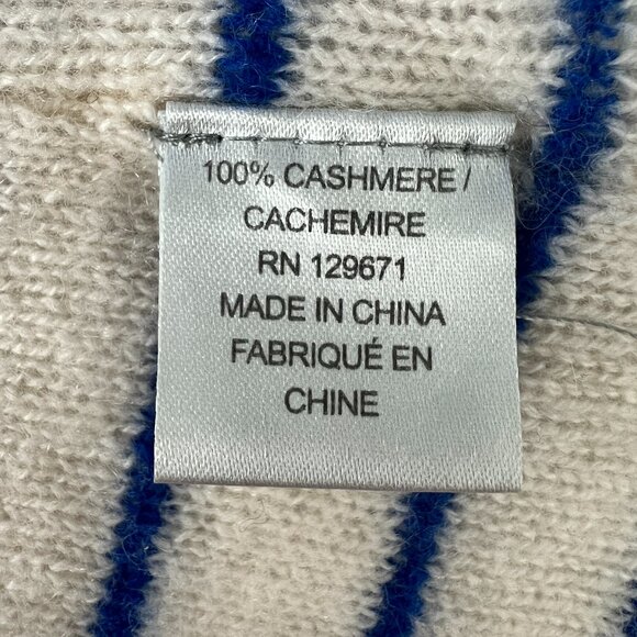 Sea Cashmere White w/Blue Stripe Open Cardigan with Hoodie SZ S - Picture 10 of 10
